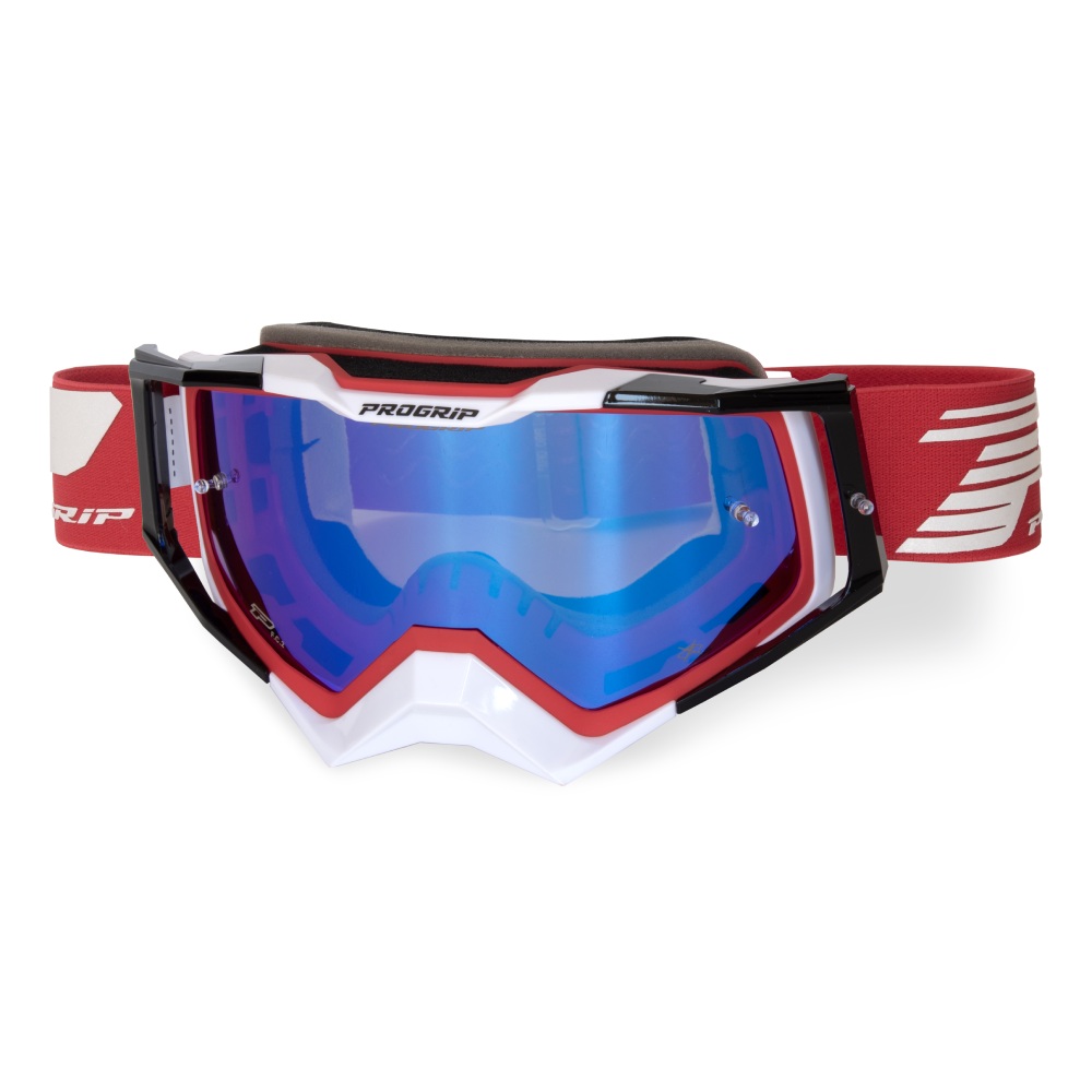 Goggles Pro Grip Rapid - Red White Black mirrored lens blue Goggles Pro Grip Rapid - Red White Black mirrored lens blue