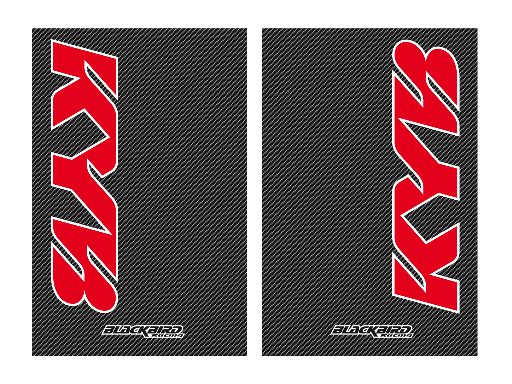Kayaba fork guard sticker kit with carbon background