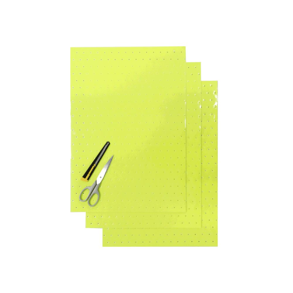 Crystall adhesive sheets neon yellow with holes