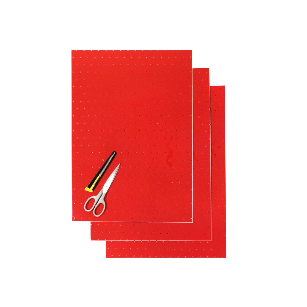 Crystall adhesive sheets red with holes