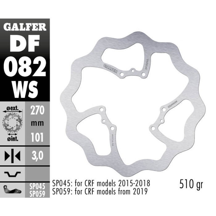 Brake disc Galfer Wave Honda CR 125 (95-07) front maggiorato DF082WS