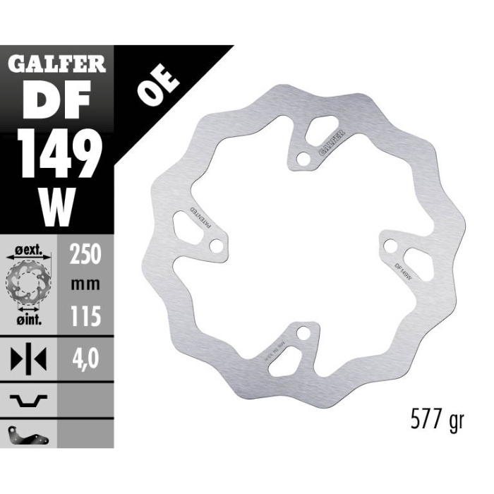 Brake disc Galfer Wave Kawasaki KX 250 F (20) rear DF149W