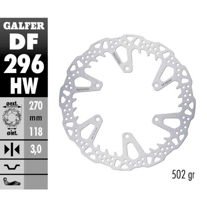 Brake disc Galfer Shark Yamaha YZ 250 (17-25) front DF296HW