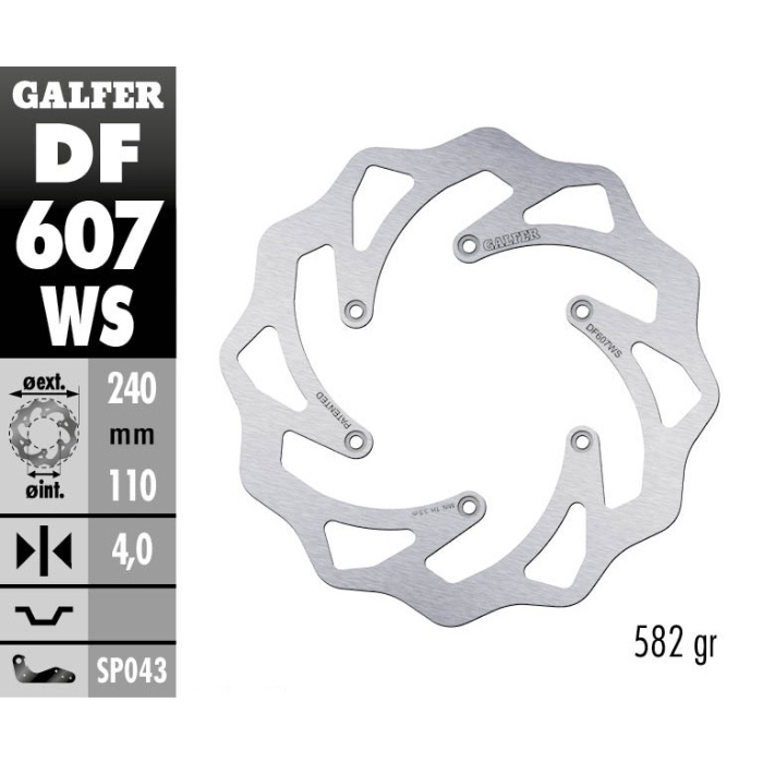 Brake disc Galfer Wave Husaberg 350 FE (13-14) rear maggiorato DF607WS