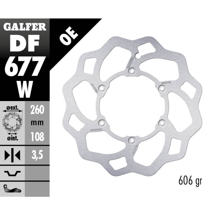 Brake disc Galfer Wave Gasgas 250 EC (97-20) front DF677W