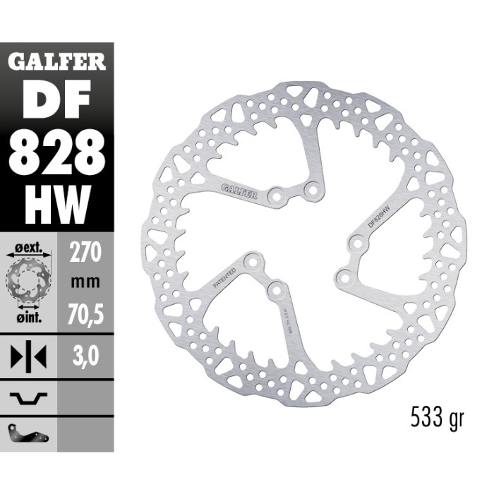 Brake disc Galfer Shark TM EN/MX 250 F (04-25) front DF828HW