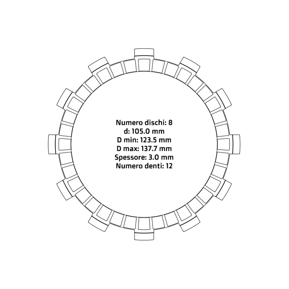 Clutch plates NRTeam Fantic 125 XE (21-25) - Friction set DS02.F012.8