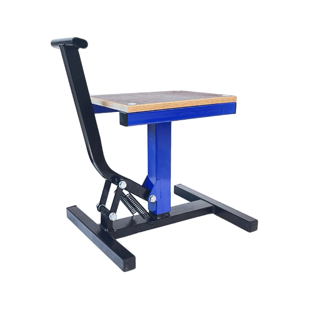 Motorcycle lift stand NRTeam wooden top platform - black/blue Motorcycle lift stand NRTeam wooden top platform - black/blue