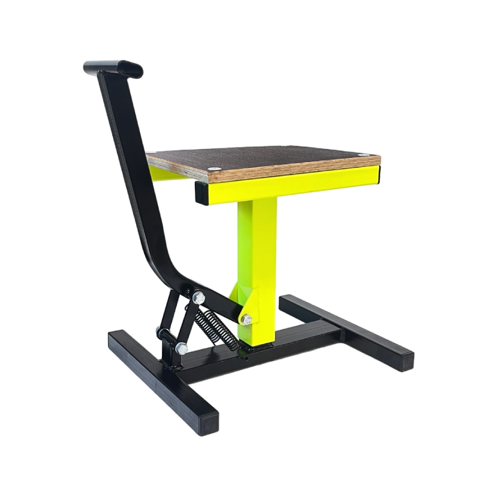 Motorcycle lift stand NRTeam wooden top platform - black/neon yellow Motorcycle lift stand NRTeam wooden top platform - black/neon yellow
