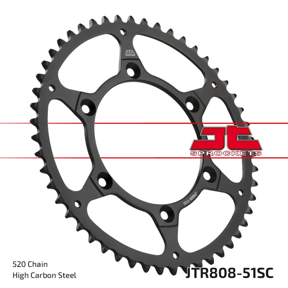 Rear sprocket JT steel Suzuki RMZ 250 (07-25) 51 teeth self-cleaning JTR808.51SC