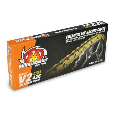 Drive chain MM chain pitch 428 V2 cross professional without O-RING 130 links -gold MM-642801