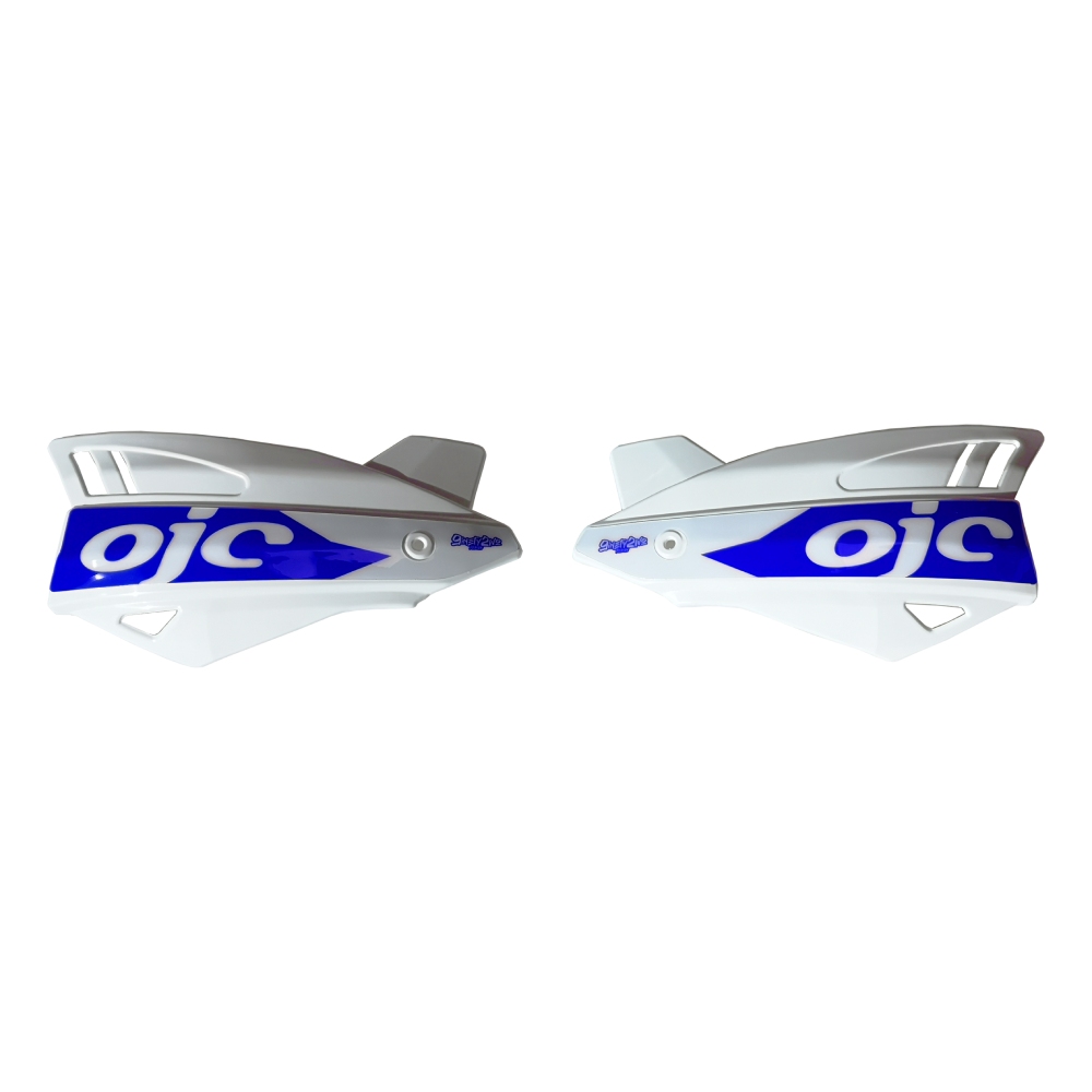 Pair of handguards OJC SHARK universal white (blue sticker)