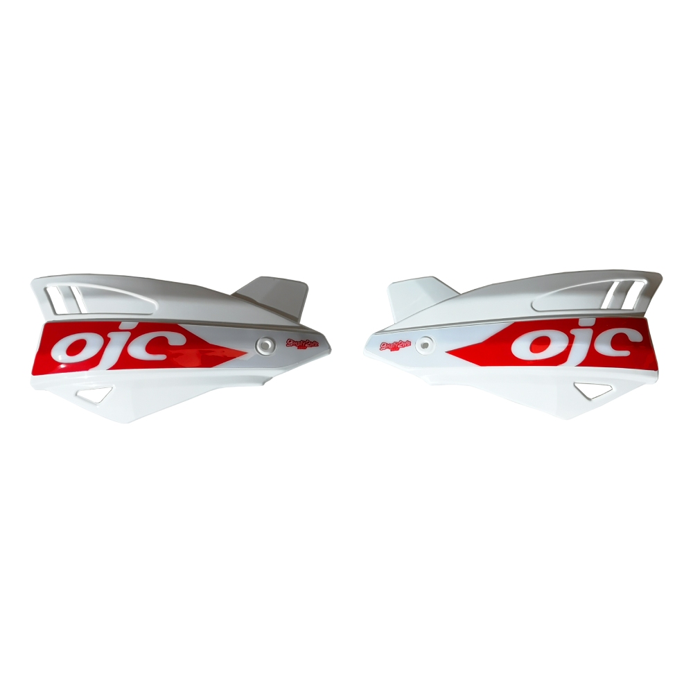 Pair of handguards OJC SHARK universal white (red sticker) PNSK.WR